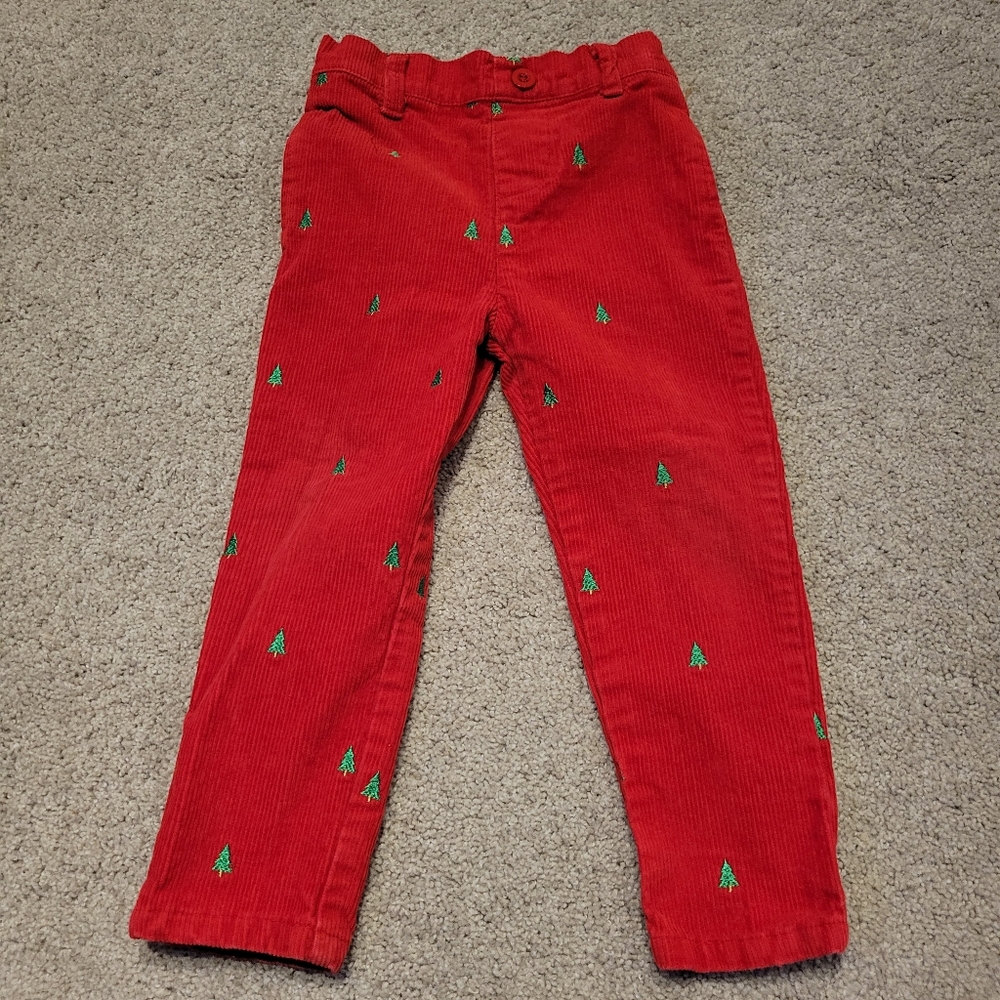 BLUEBERI BOULEVARD Embroidered Christmas Tree Corduroy Pants